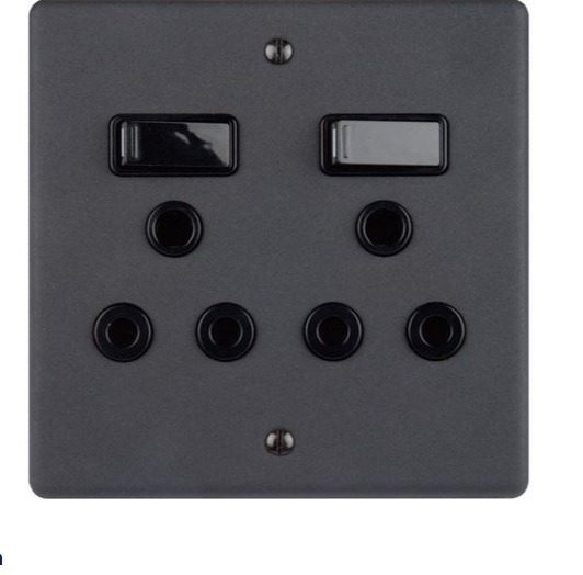 Switch Socket Double 100X100 Black
