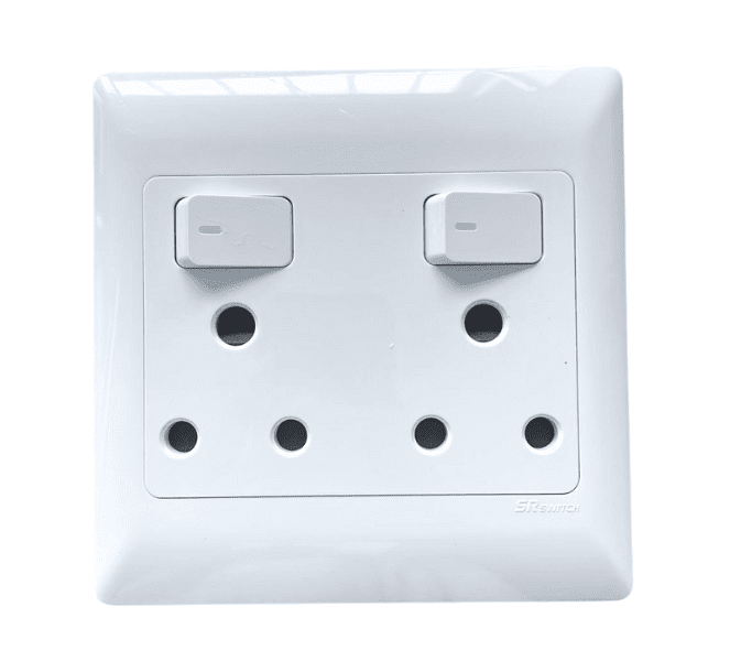 SR Electrical Double Switched Wall Socket 2x16 4x4