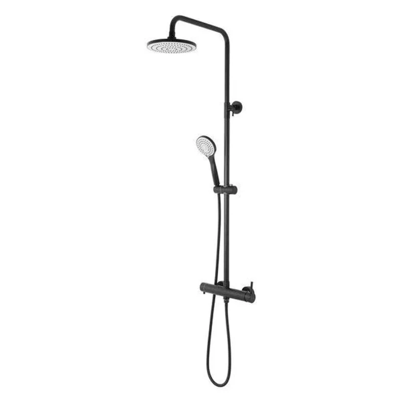 Shower Column Bijiou Durance Wall Mounted With Single Lever Mixer Black (Includes Shower Rose, Multi-Function Hand Shower And Hose)