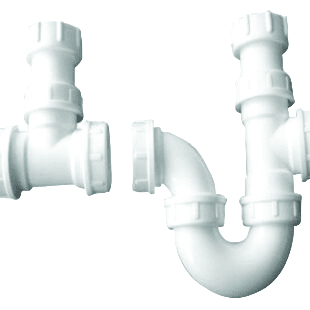 Trap Sink Double Bowl Pvc White (Pc666)