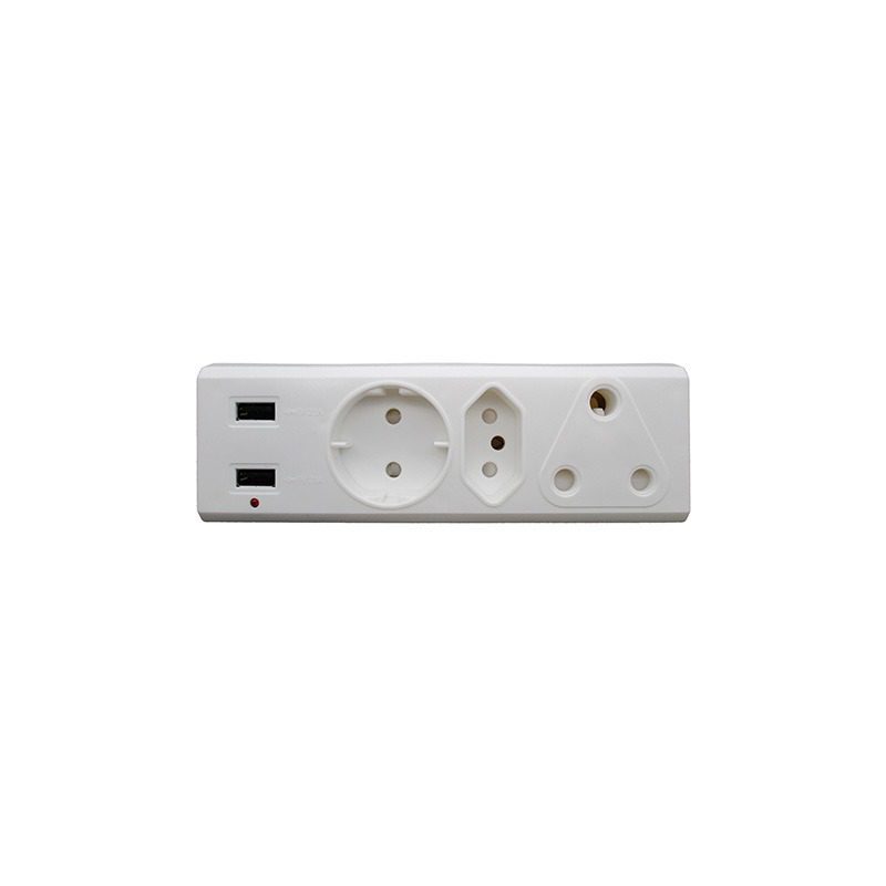 3 Way Adaptor Usb (1x16A+1xSchuko +1x16A NEW + 2x2,1A USB)