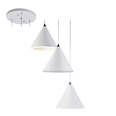 Pendant 3Lt Aluminium White Led 3x15W