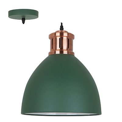 Pendant Steel 330m Green & Copper E27 1X40W
