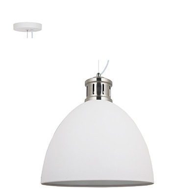 Pendant Steel 400Mm White & Satin Nickel E27 1X40W