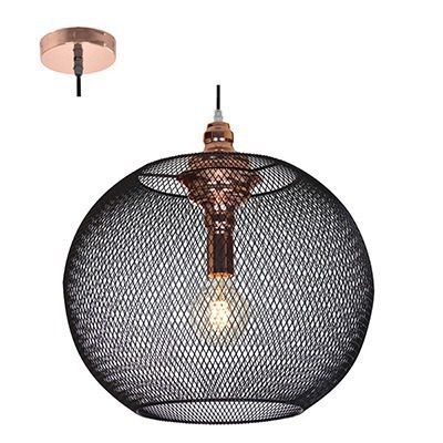 Mesh Pendant 475Mm Matt Black/Copper E27 1X40W