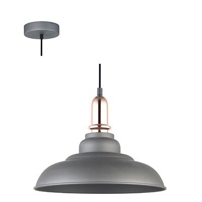 Pendant Metal 315Mm Grey/Copper E27 1x28W