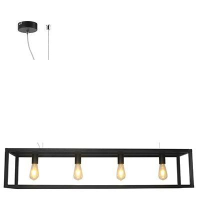 Pendant 4Lt Metal Black E27 4x60W