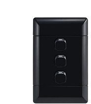 3 Lever 1 Way Switch 100x50 Black