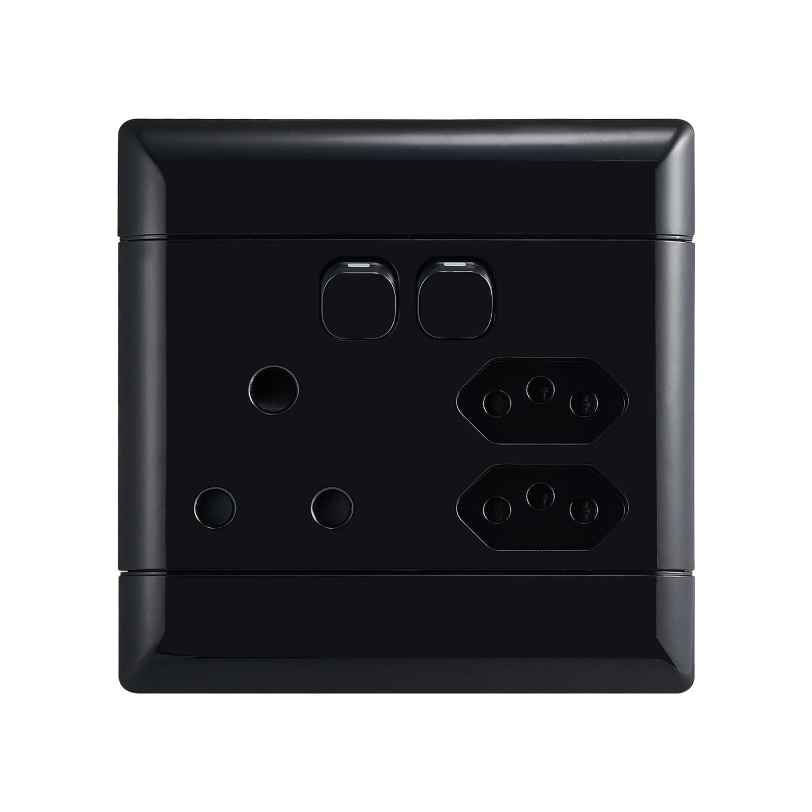 Switch Socket + 2 Euro 100x100 Black