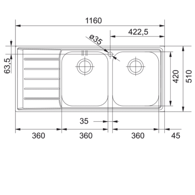 Franke Cascade Sink Drop-In Stainless Steel Double.