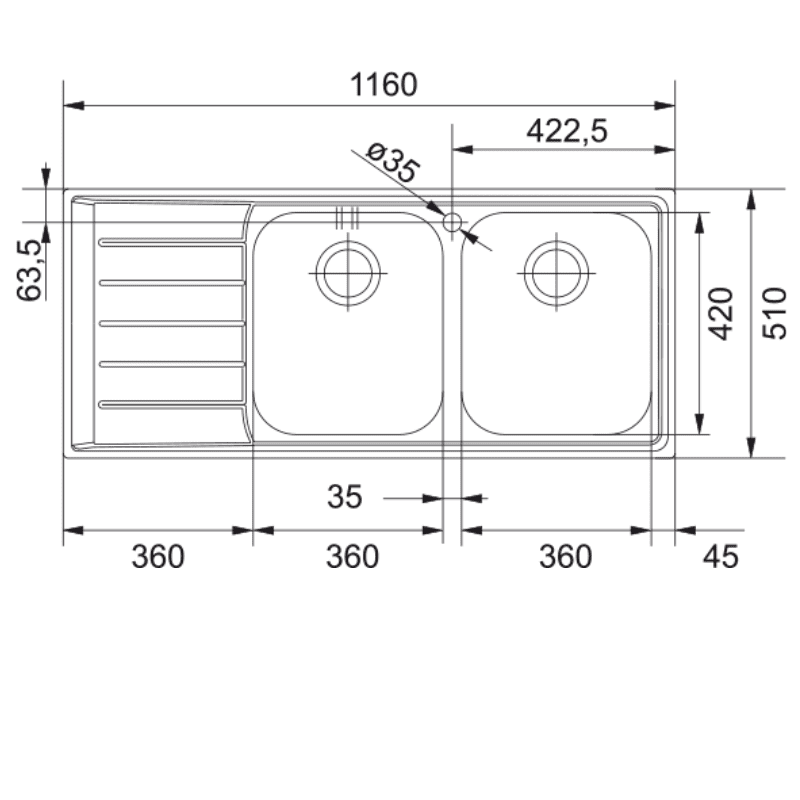 Franke Cascade Sink Drop-In Stainless Steel Double.